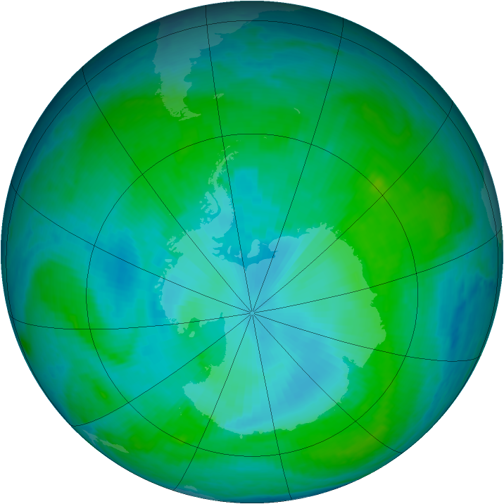 Antarctic ozone map for 16 January 2001